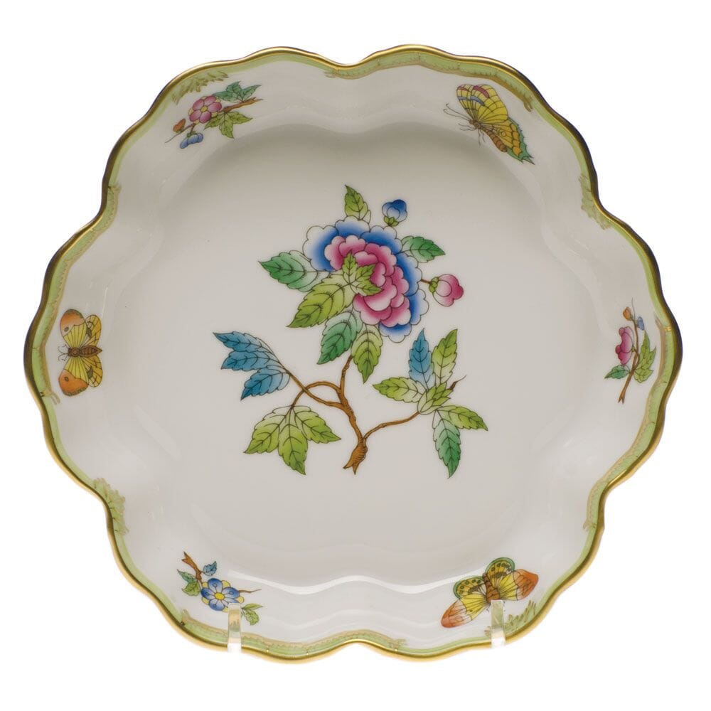 Exquisite Handmade Herend Queen Victoria Pattern Fruit Bowl with 24K Gold Accents