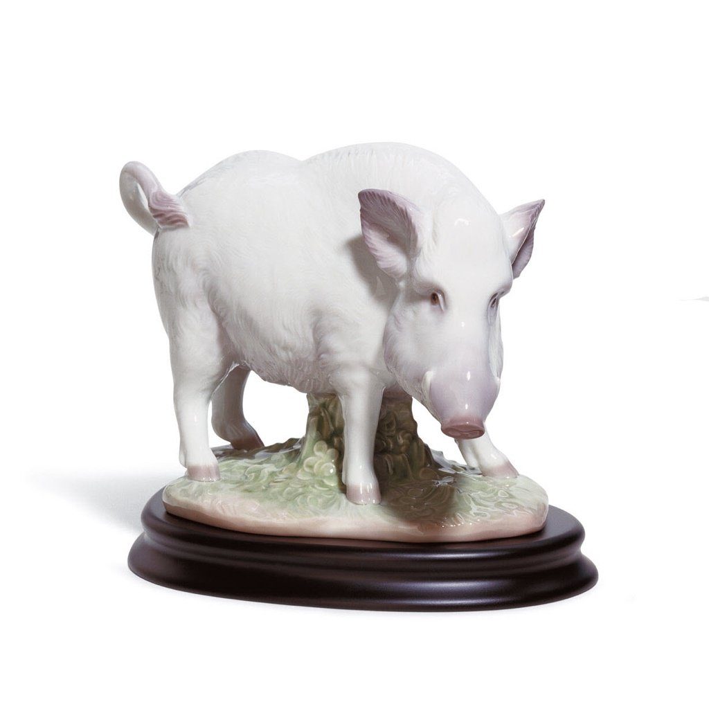 Exquisite Lladro Handmade Porcelain Figurine of The Boar from Chinese Zodiac Collection