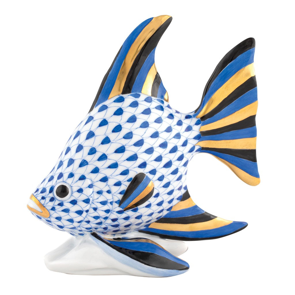 Exquisite Hand - painted Herend Angel Fish Porcelain Figurine for Home Decoration