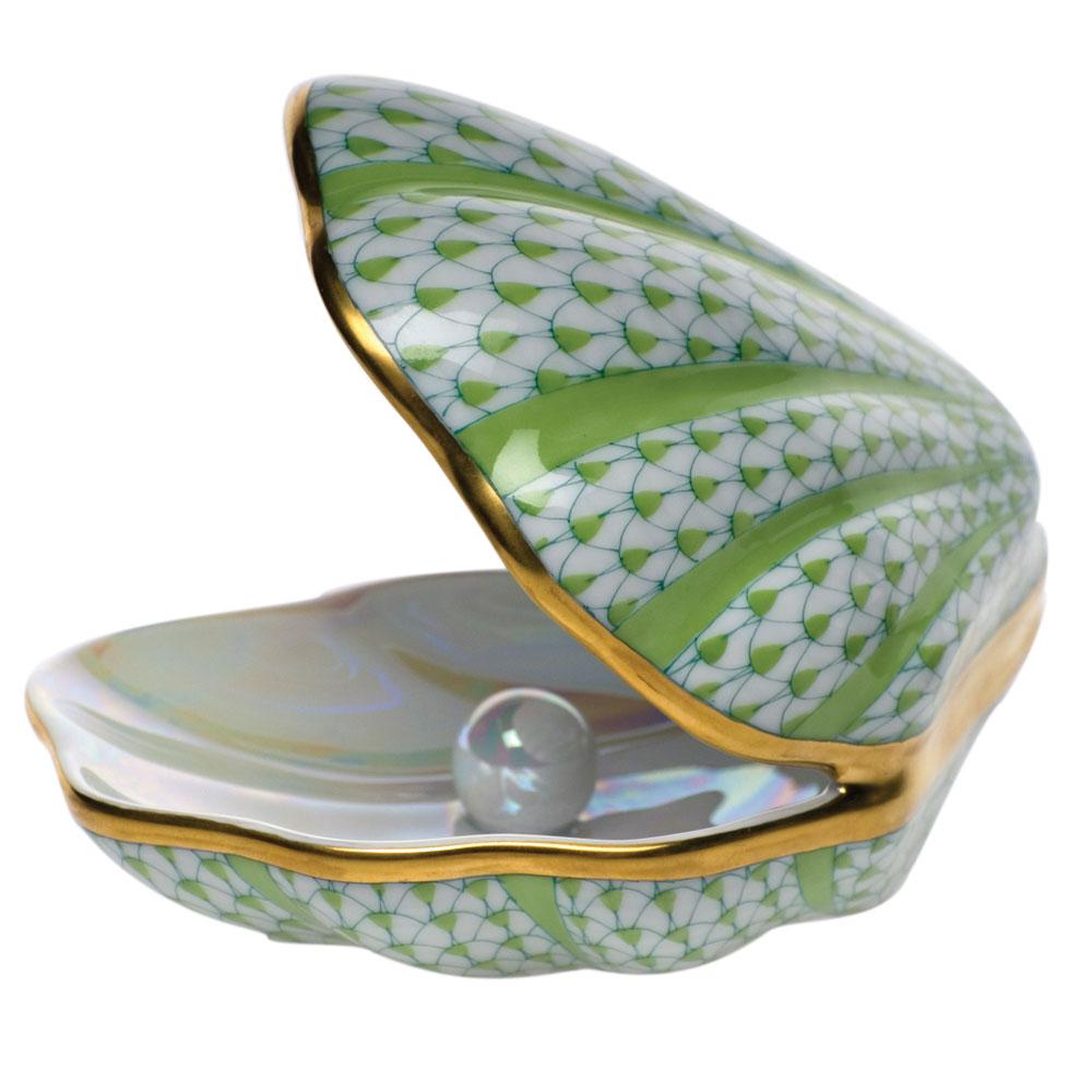 Exquisite Herend Hand - painted Porcelain Oyster Figurine with Pearl