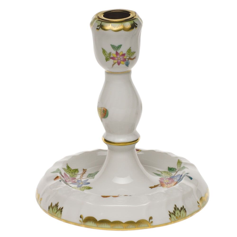 Exquisite Herend Single Candlestick with the Iconic Queen Victoria Pattern