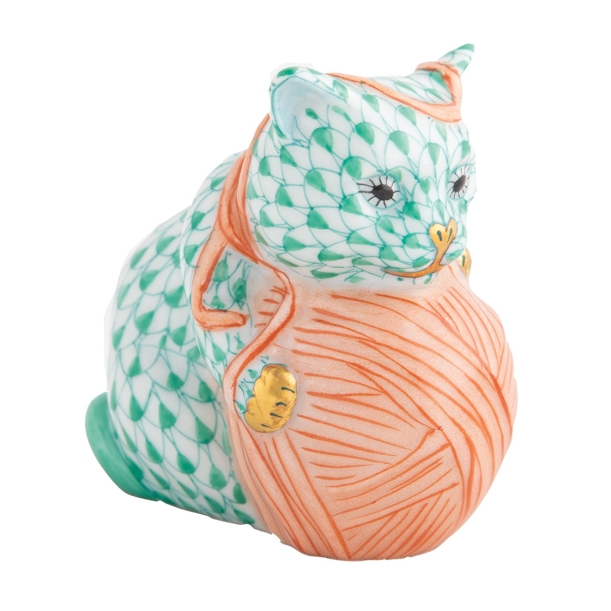 Exquisitely Hand - painted Herend Playful Kitten Porcelain Figurine