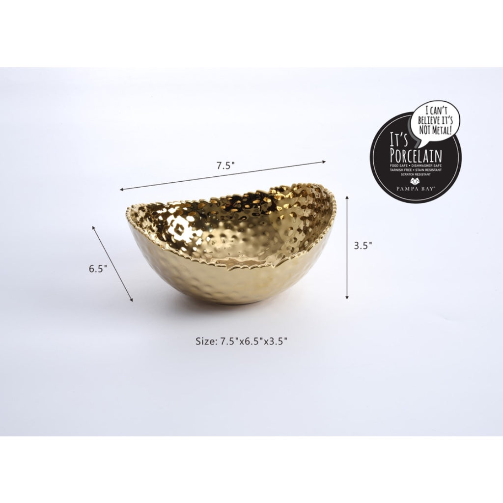 Pampa Bay Golden Millennium Medium-Sized Oval-Shaped Porcelain Serving Bowl