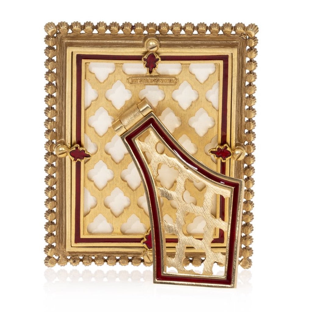 Jay Strongwater Emilia Ruby Red 14K Gold-Finished 3 x 4 Photo Frame with Hand-Set Swarovski Crystals