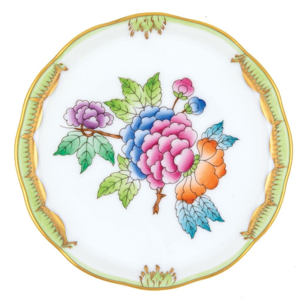 Exquisite Herend Porcelain Coaster with Queen Victoria Pattern and 24K Gold Accents