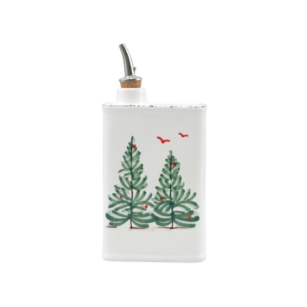 Vietri Italian Stoneware Lastra Pattern Holiday Olive Oil Container