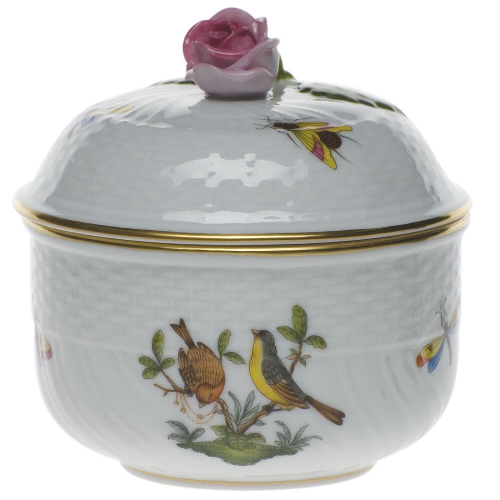 6 oz. Herend Rothschild Bird Series Rose - Decorated Covered Sugar