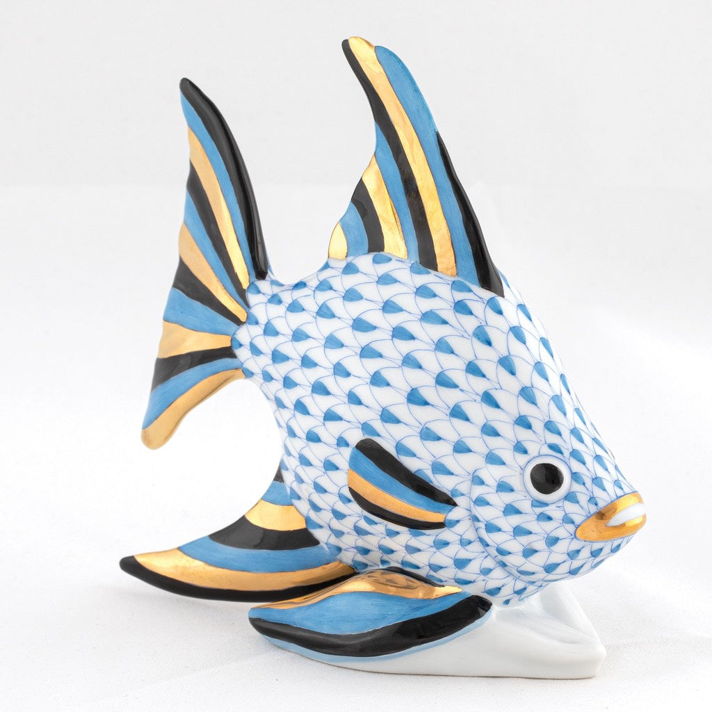 Exquisite Hand - painted Herend Angel Fish Porcelain Figurine for Home Decoration