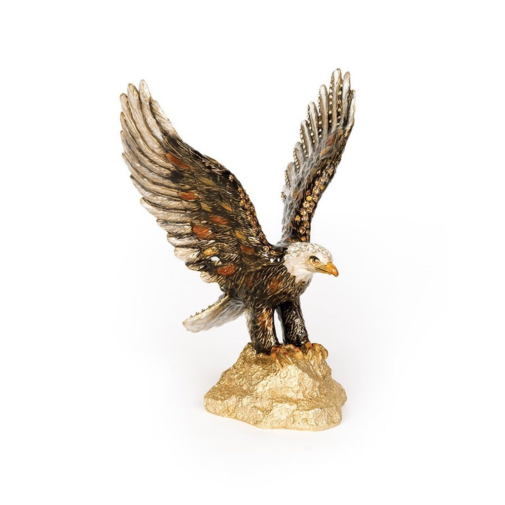 Jay Strongwater Hand - Enameled Lincoln Eagle Figurine with 14K Gold Finish and Swarovski Crystals
