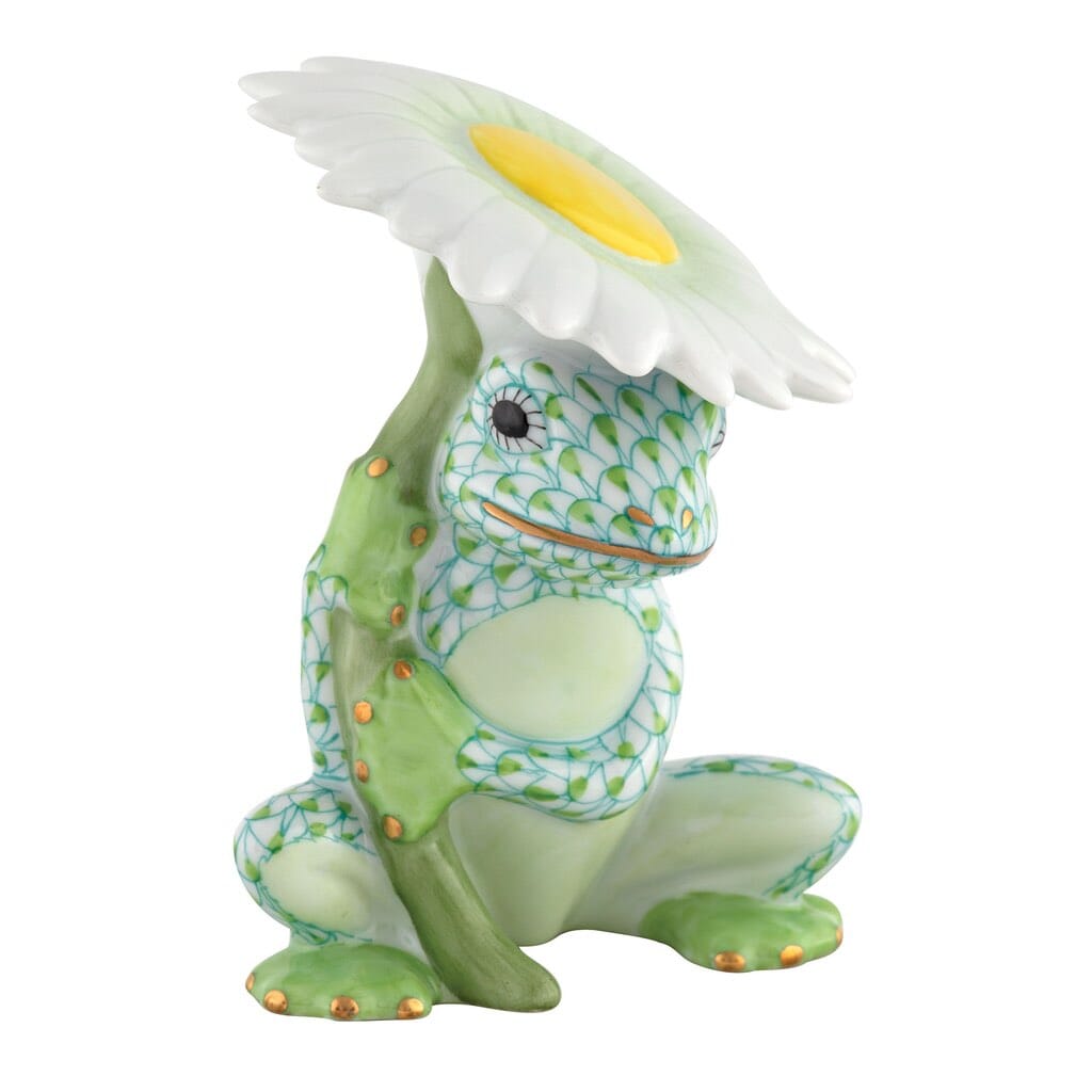 Exquisite Handmade Herend Porcelain Flower Frog Figurine