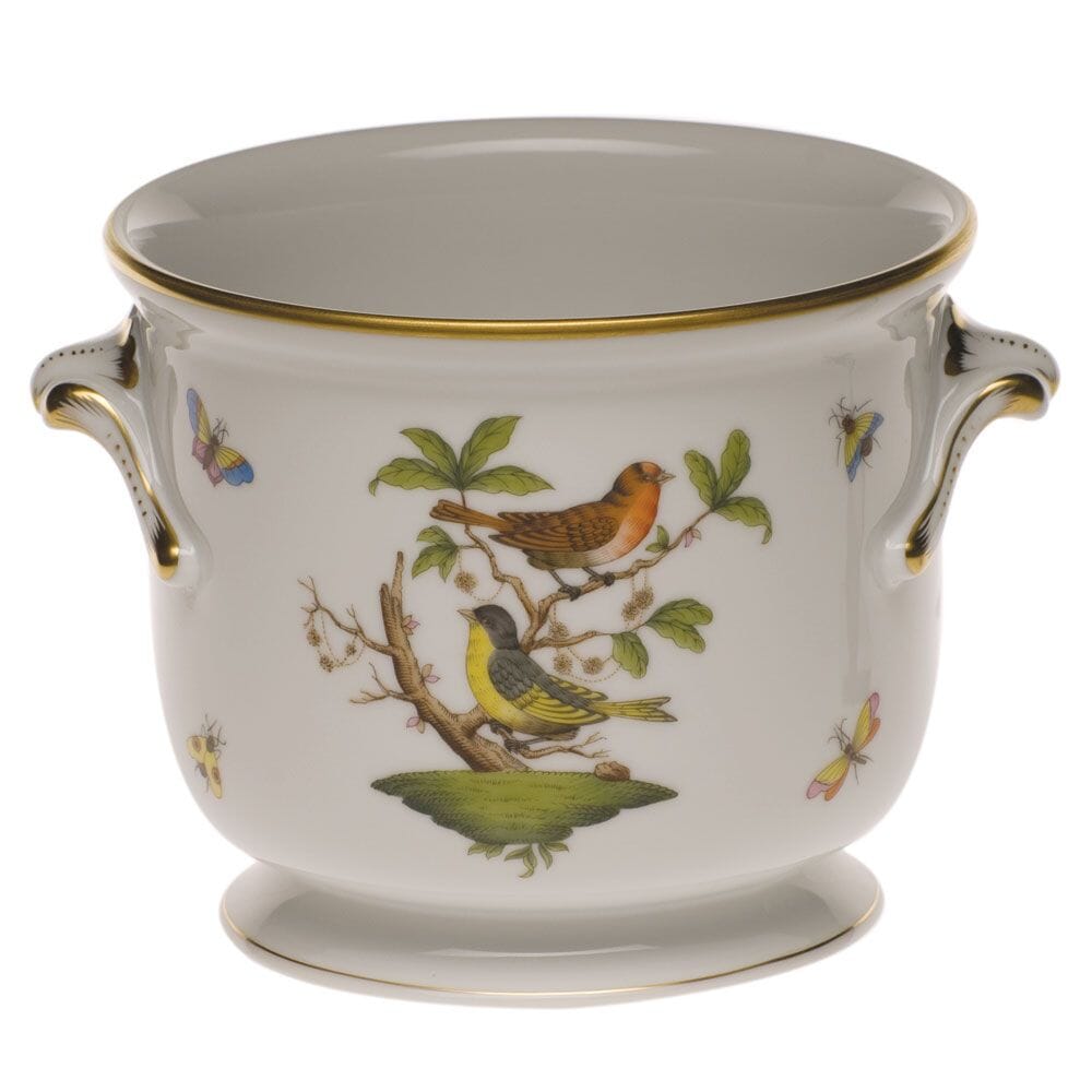 Exquisite Hand - painted Herend Rothschild Small Bird Cachepot with 24K Gold