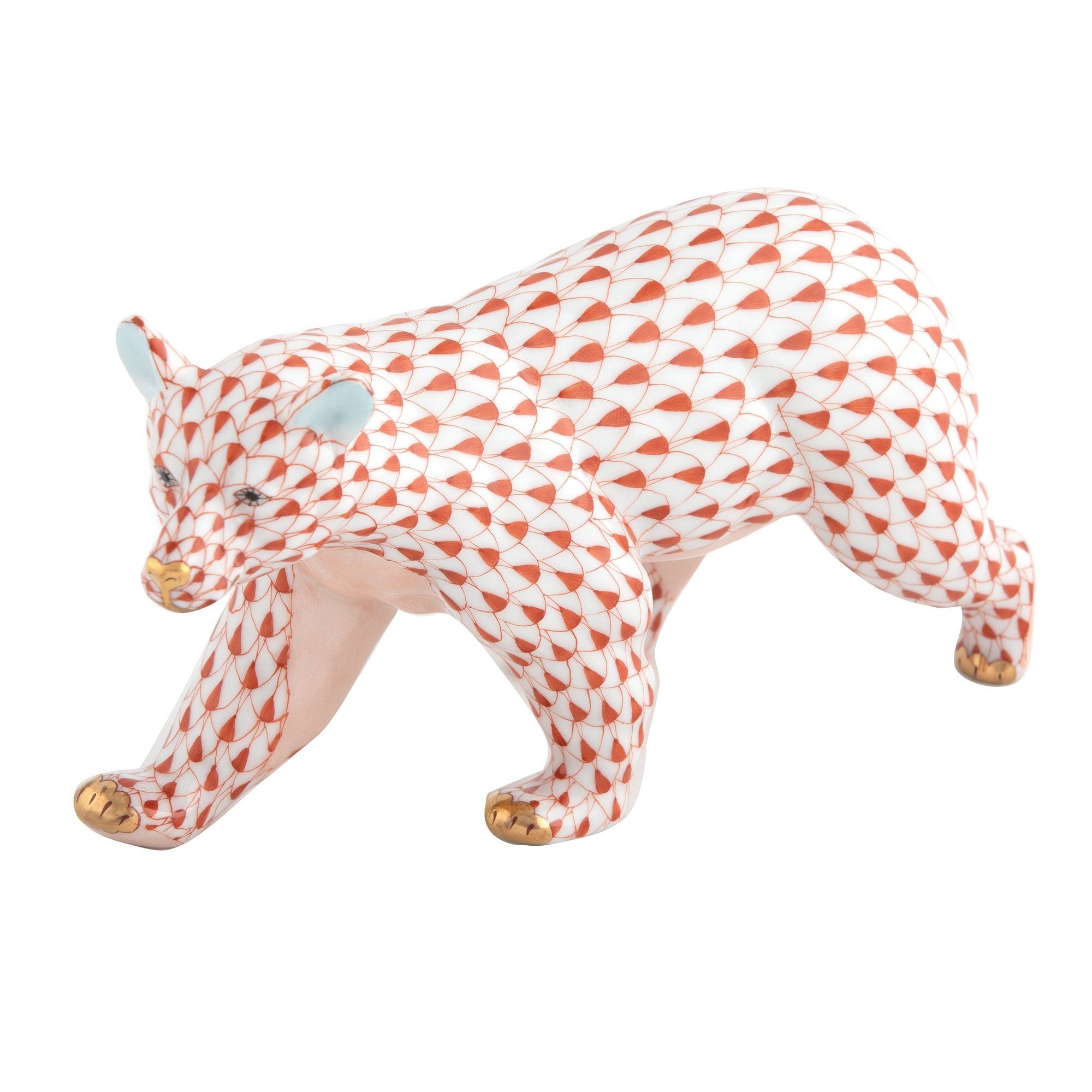 Exquisite Herend Handmade Walking Bear Porcelain Figurine