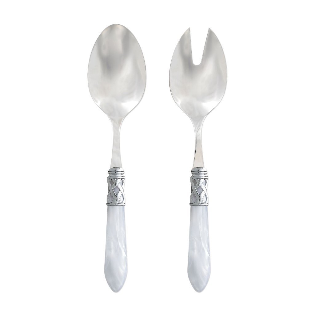 Vietri Aladdin Set of Shiny Chrome Salad Servers, Handmade in Italy