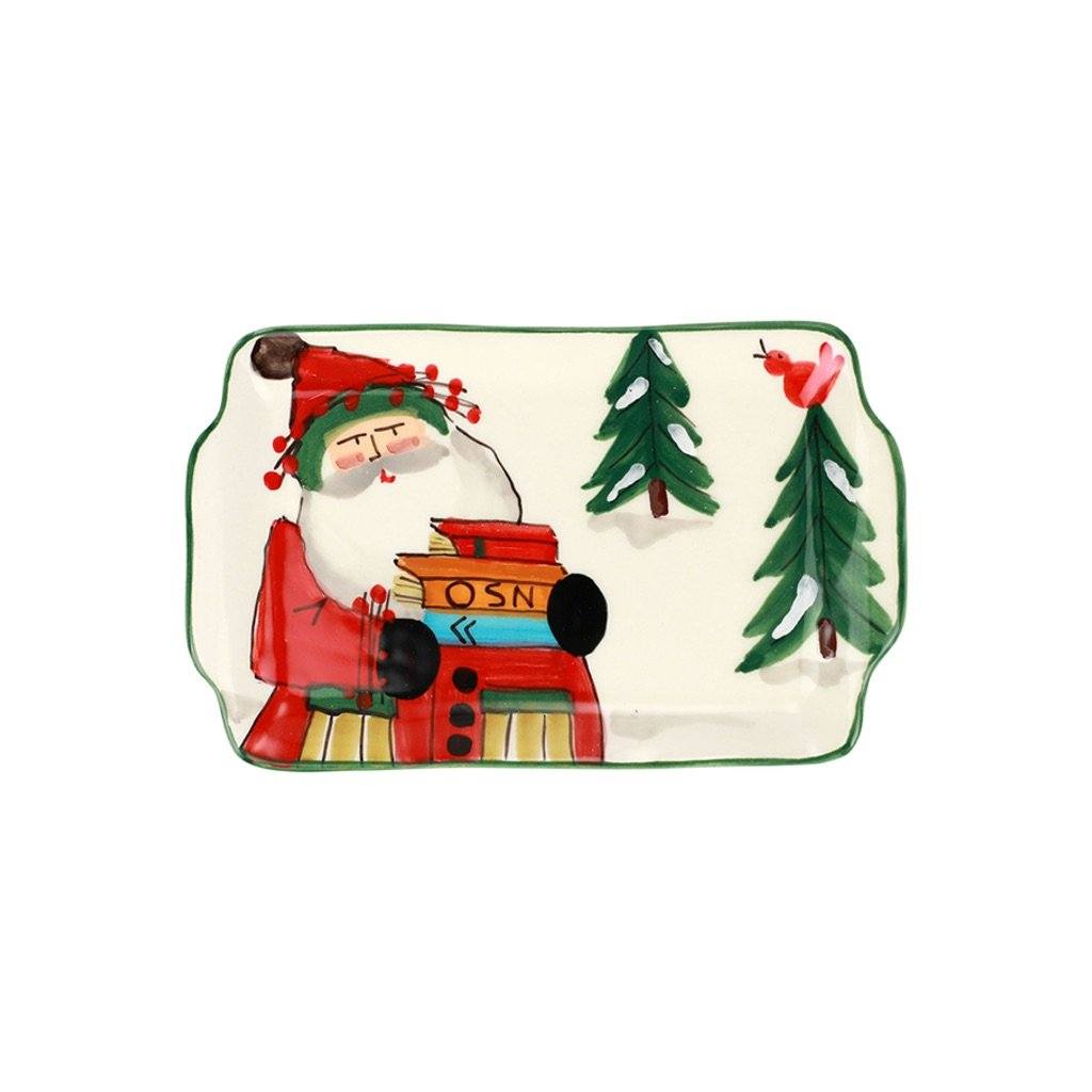 2021 Limited Edition Vietri Hand - crafted Old St. Nick Rectangular Plate