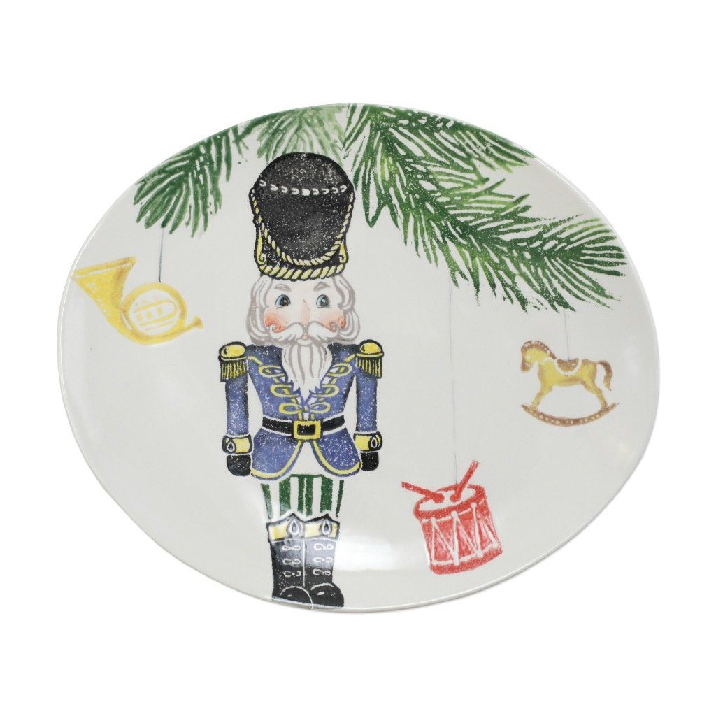 Medium Oval Hand - painted Vietri Nutcrackers Terra Bianca Platter