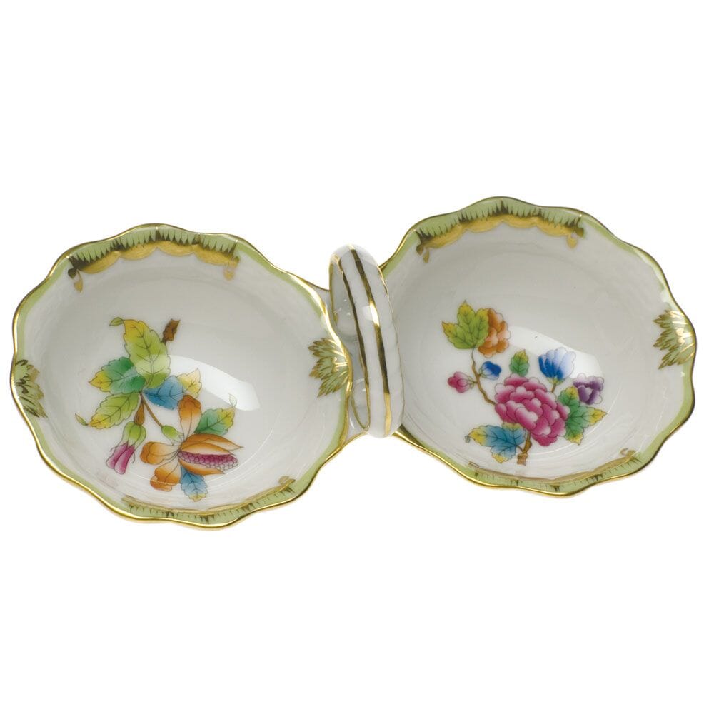 Herend Twin Salt Cellar in the Renowned Queen Victoria Pattern