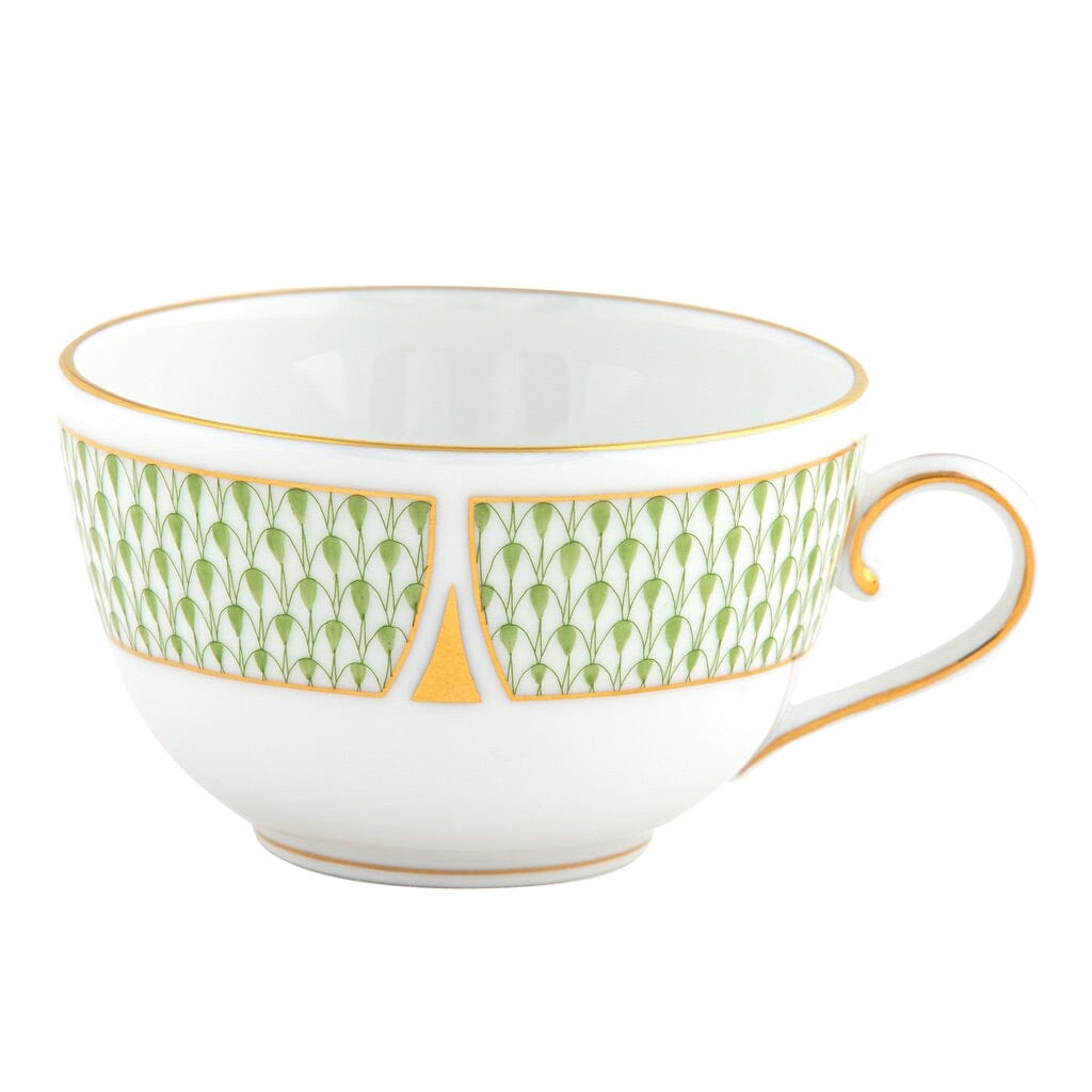 Exquisite Herend Art Deco 6 oz. Tea Cup with 24K Gold Geometric Accents