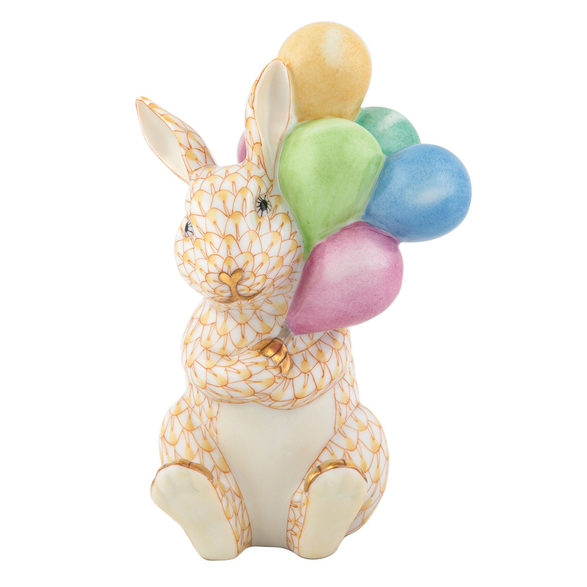 Exquisite Handmade Herend Balloon Bunny Porcelain Figurine for Collectors