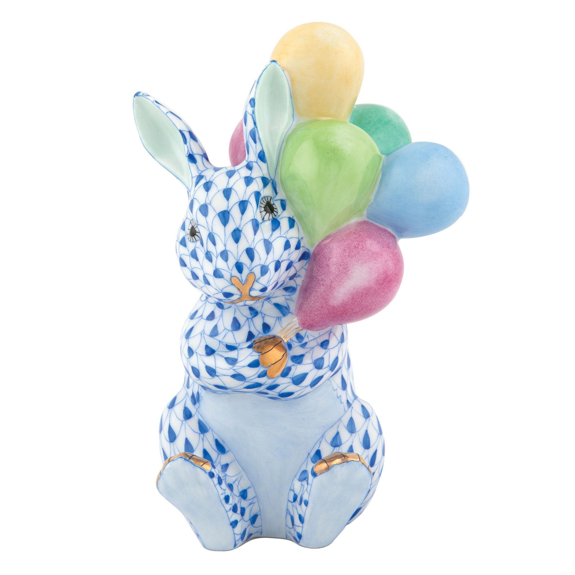Exquisite Handmade Herend Balloon Bunny Porcelain Figurine for Collectors