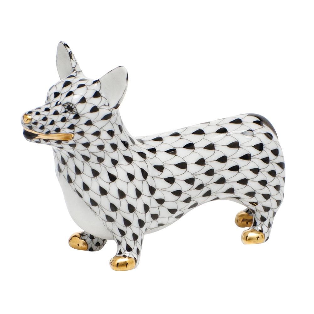 Handmade and Hand - painted Herend Corgi Porcelain Figurine