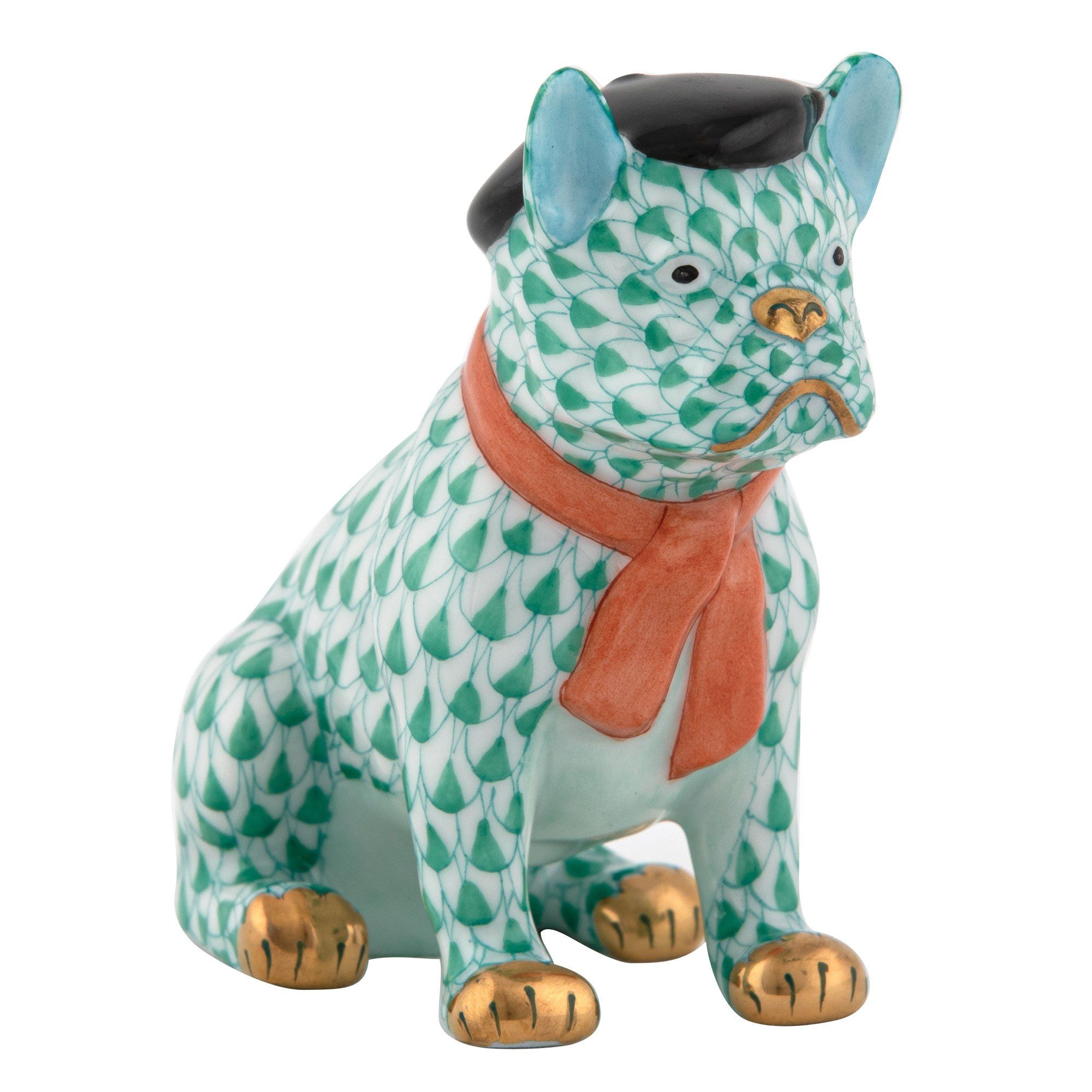 Exquisite Hand - painted Herend Frenchie Porcelain Figurine