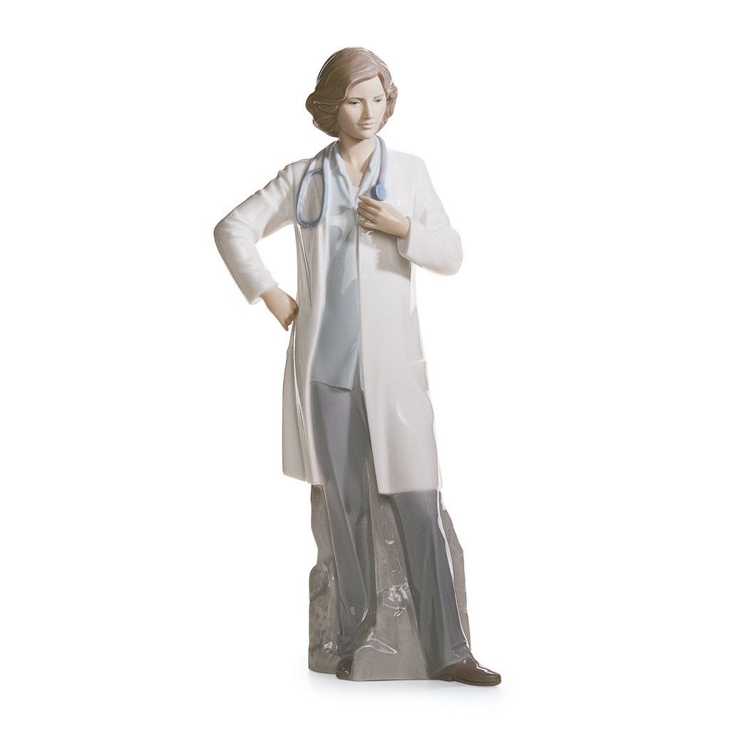 Exquisite Lladro Handmade Porcelain Statue of a Female Doctor