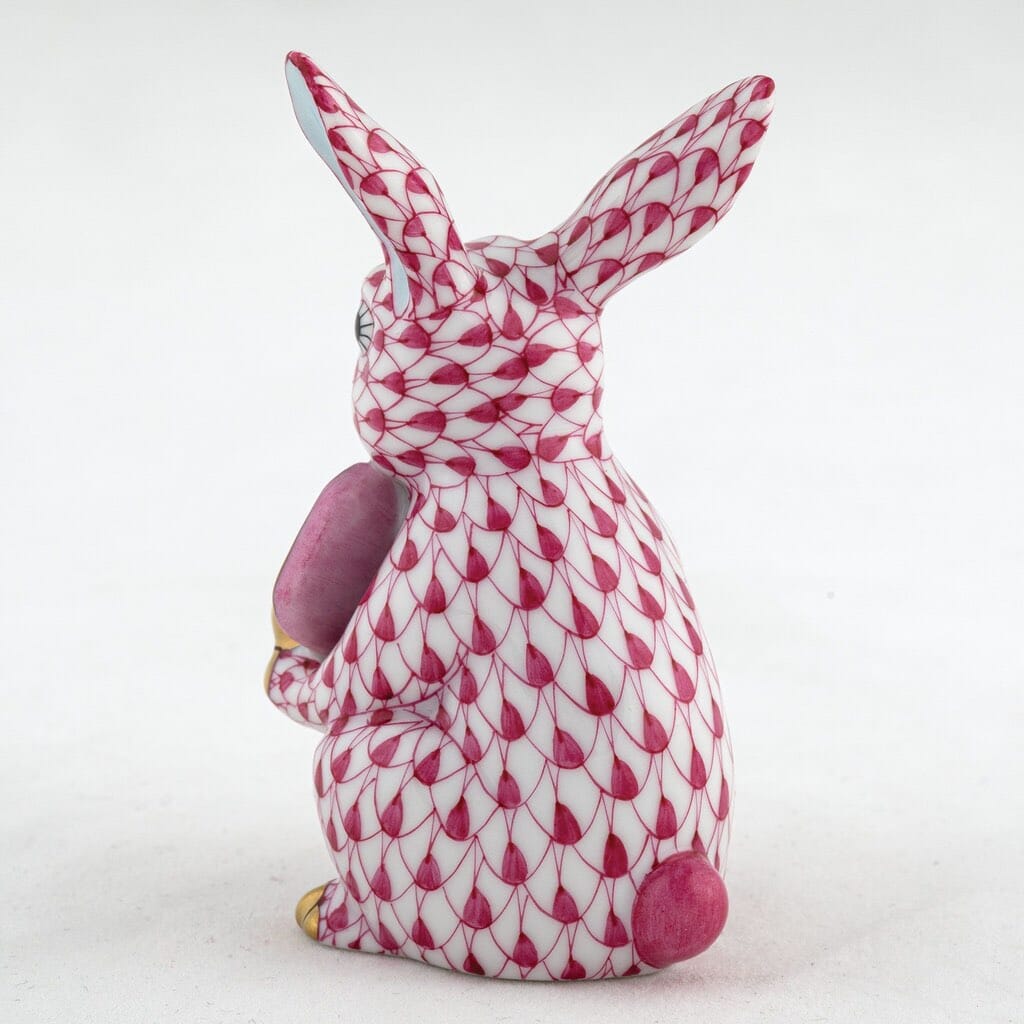 Handmade Herend Porcelain Pickleball Bunny Figurine - A Whimsical Gift