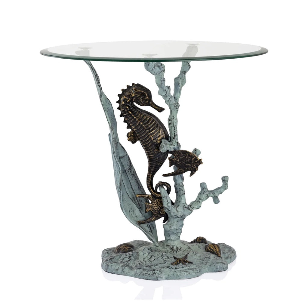 SPI Home Decorative Coastal Seahorse-Styled End Table for Living Spaces