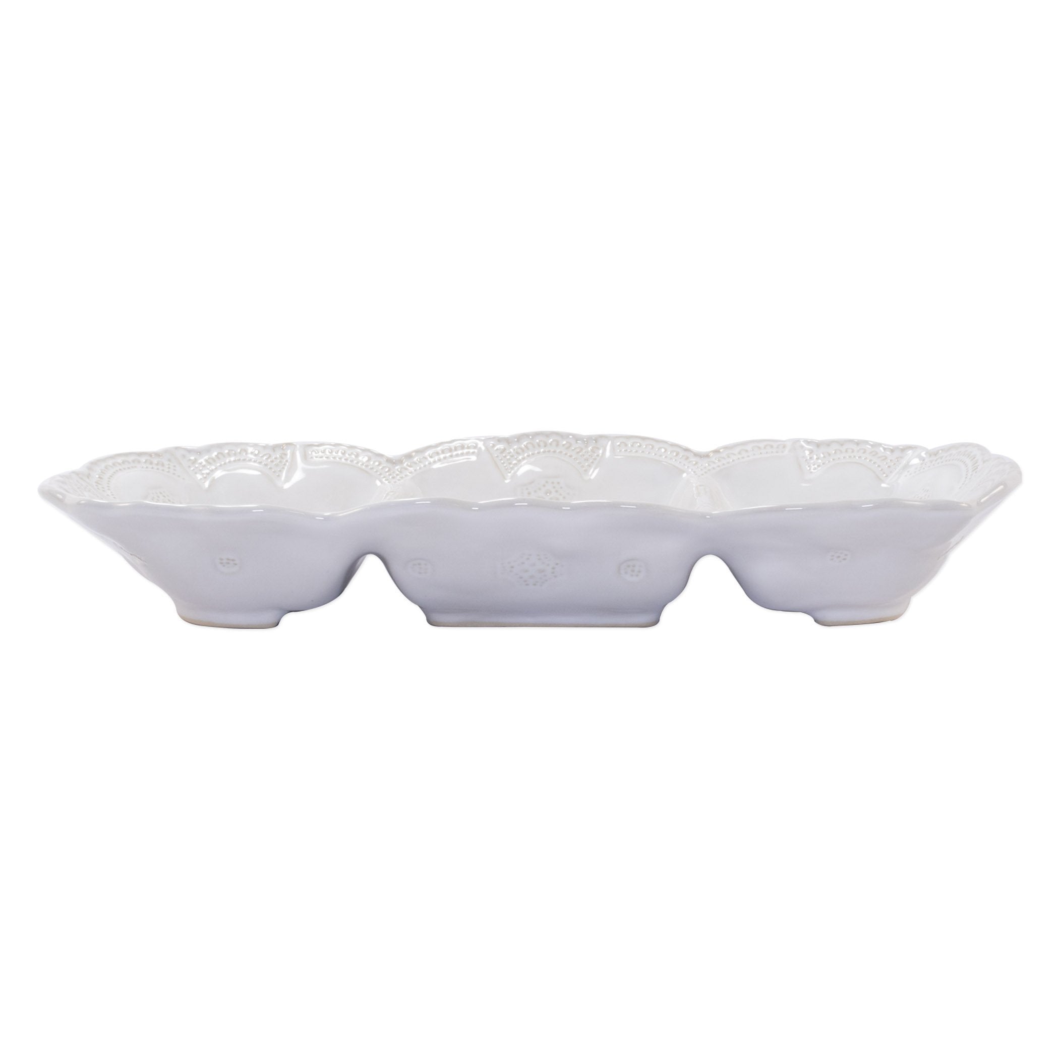 Vietri White Medium Three - Part Stone Lace Server Inspired by Italian Art