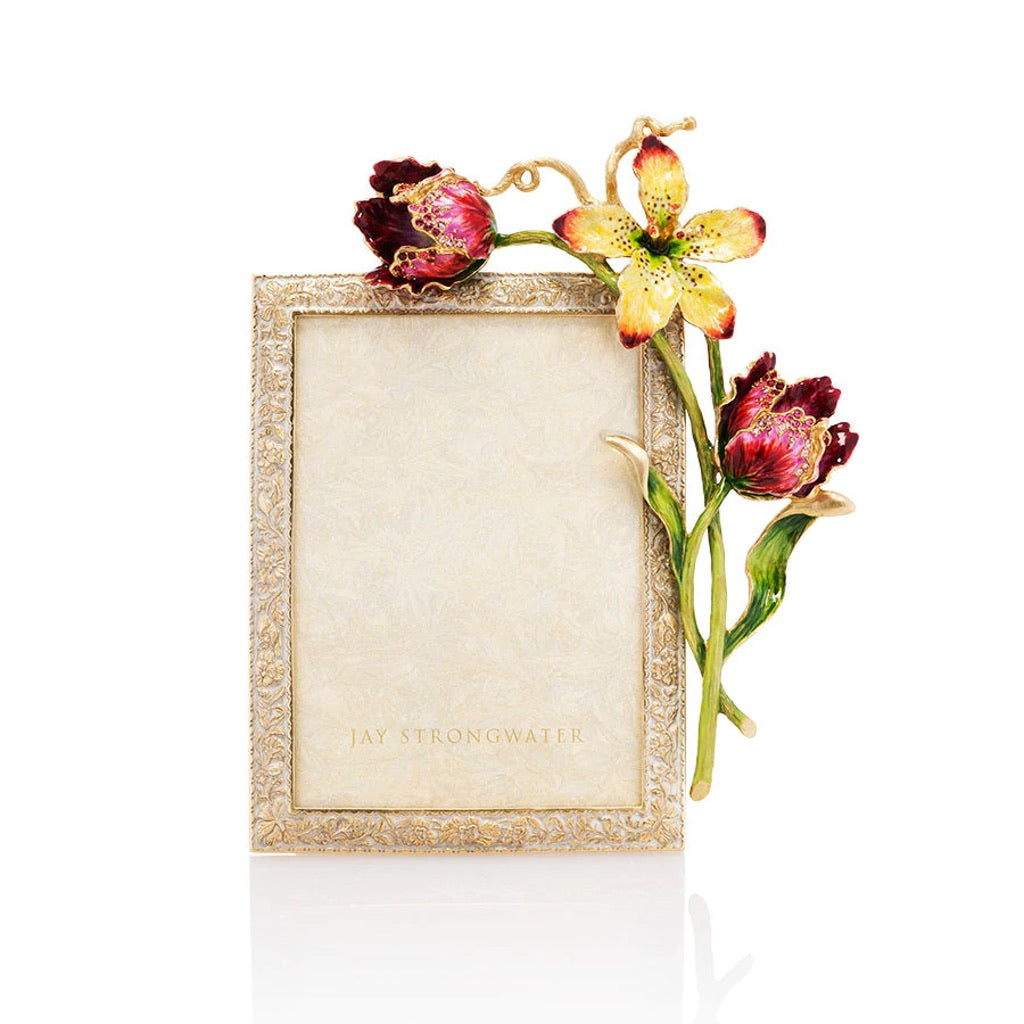 Jay Strongwater Hand - Enameled 5 x 7 Margery Tulip Frame in Flora Style