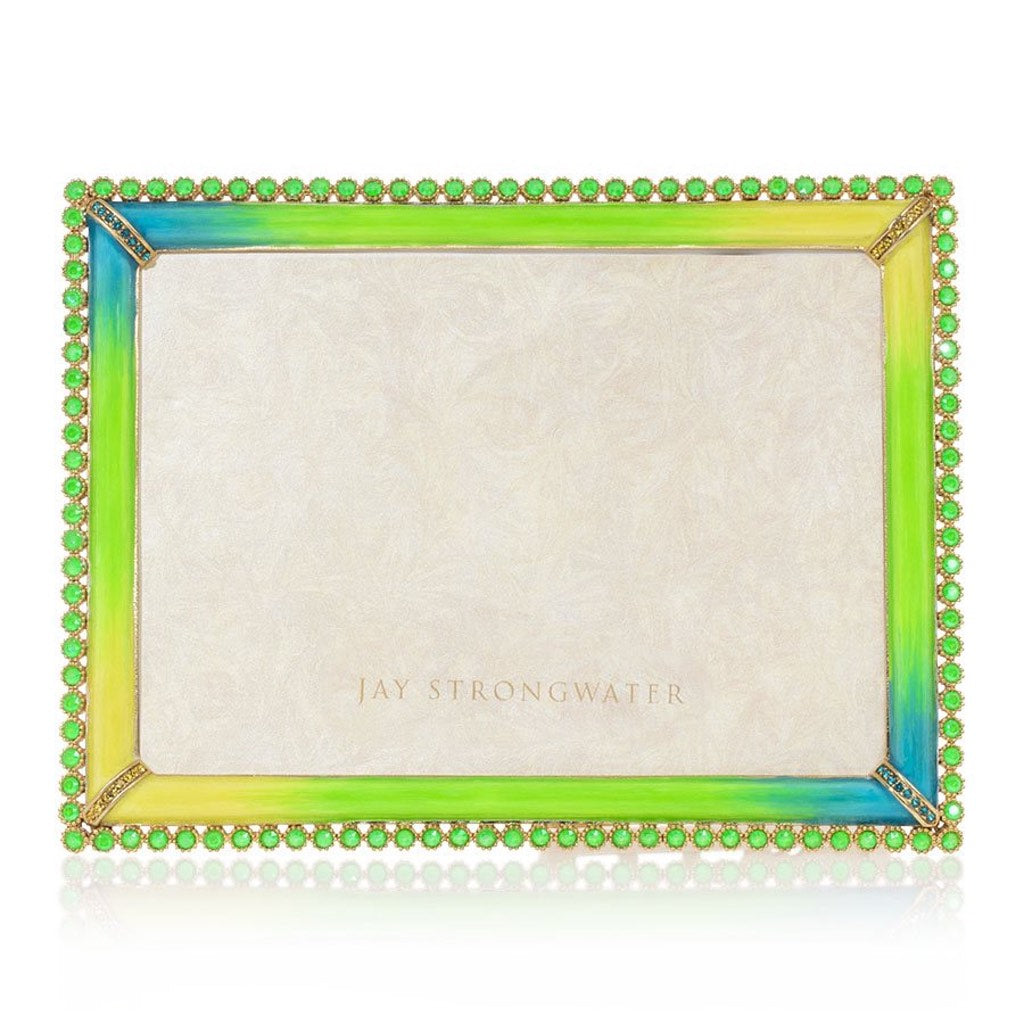 Jay Strongwater Lucas Electric Green Picture Frame with Stone Edge, Measuring 5 Inches by 7 Inches
