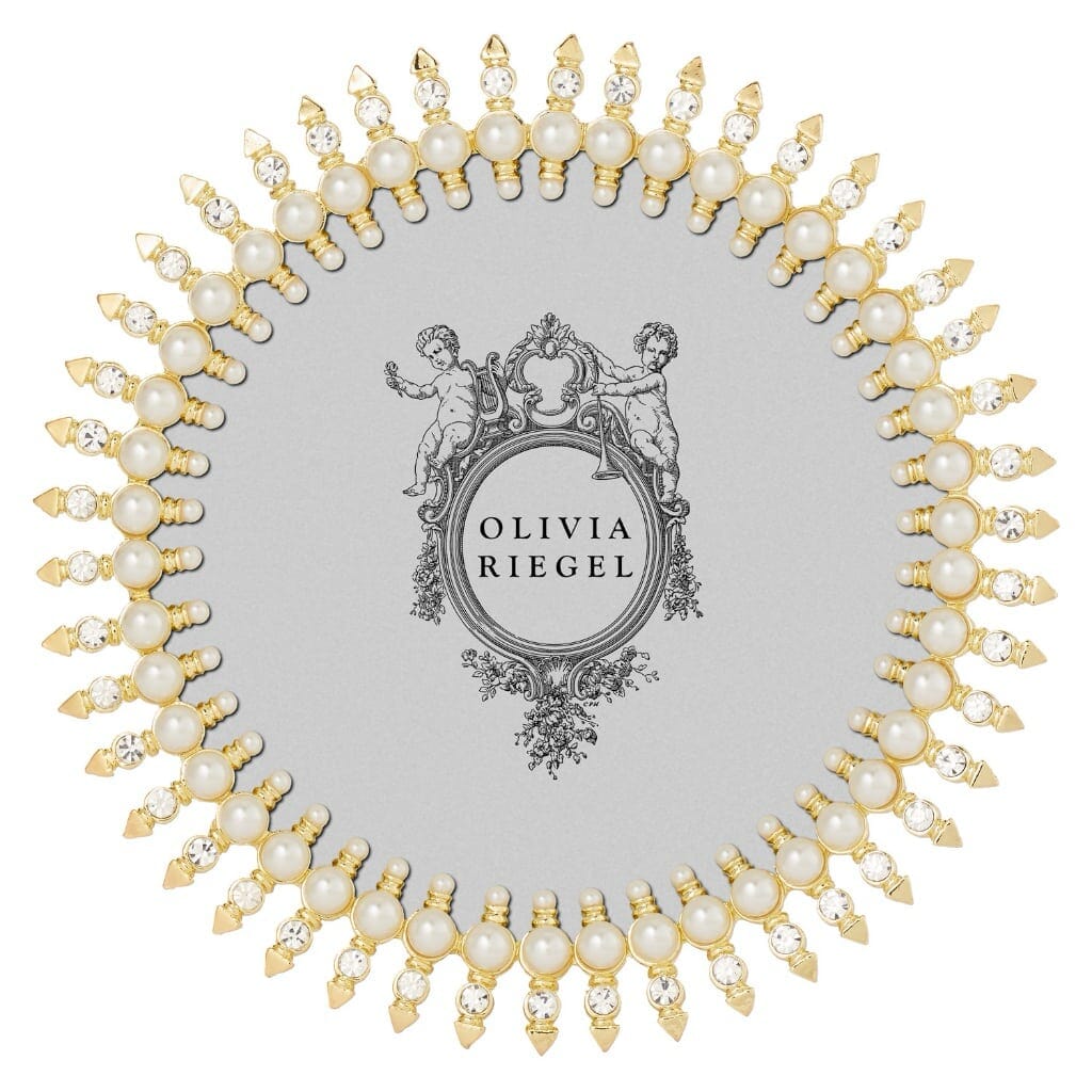 Olivia Riegel Luxury Gold Pearl Jubilee 5-Inch Round Photo Frame for Displaying Cherished Memories