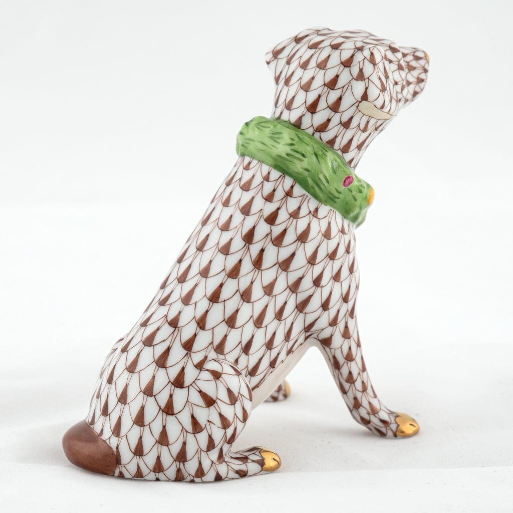 Herend Handmade Porcelain Holiday Dog Figurine for Christmas Decor