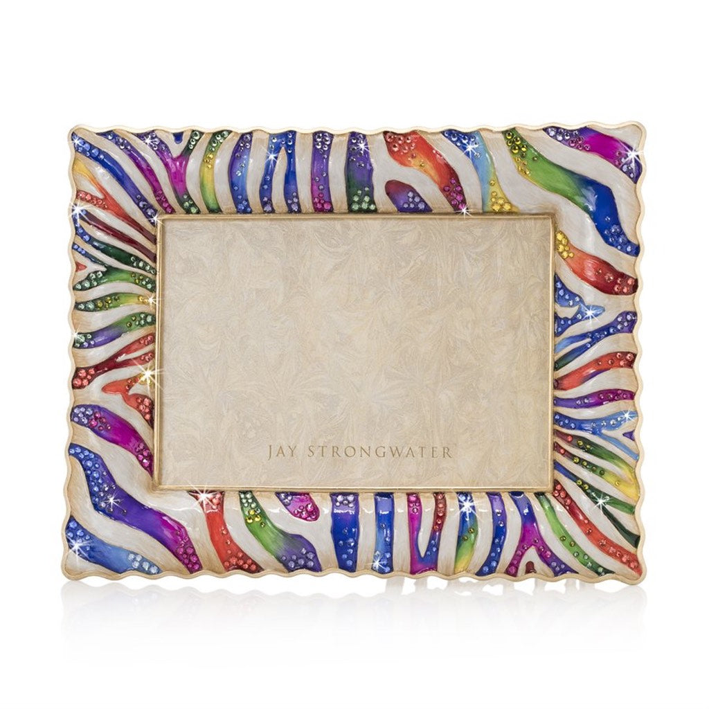 Jay Strongwater 5 x 7 Wyatt Zebra Frame with 14K Gold Finish