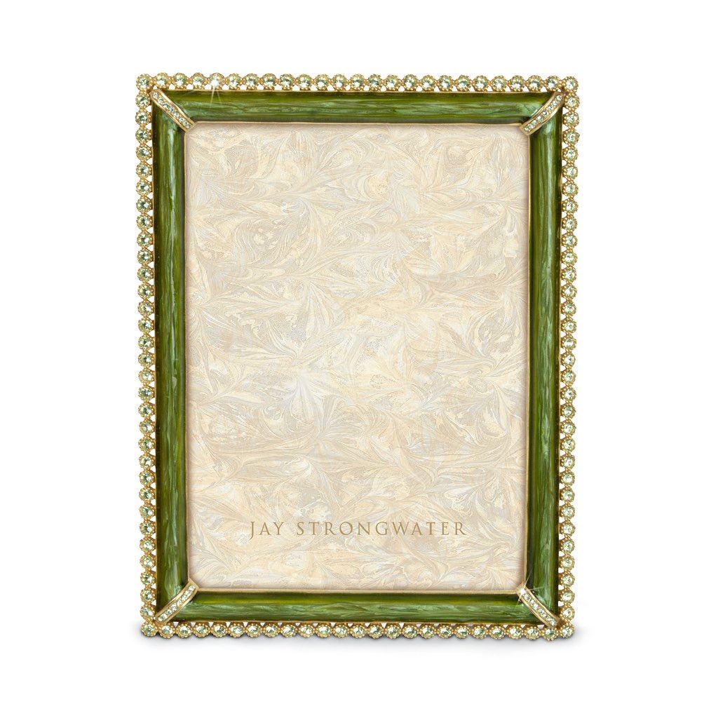 Jay Strongwater Lucas 5 x 7 Picture Frame with Leaf Design and 14K Gold Finish