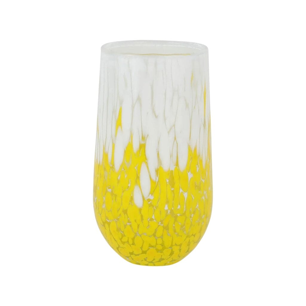 Vietri Nuvola White and Yellow Mouth - Blown High - Ball Glassware