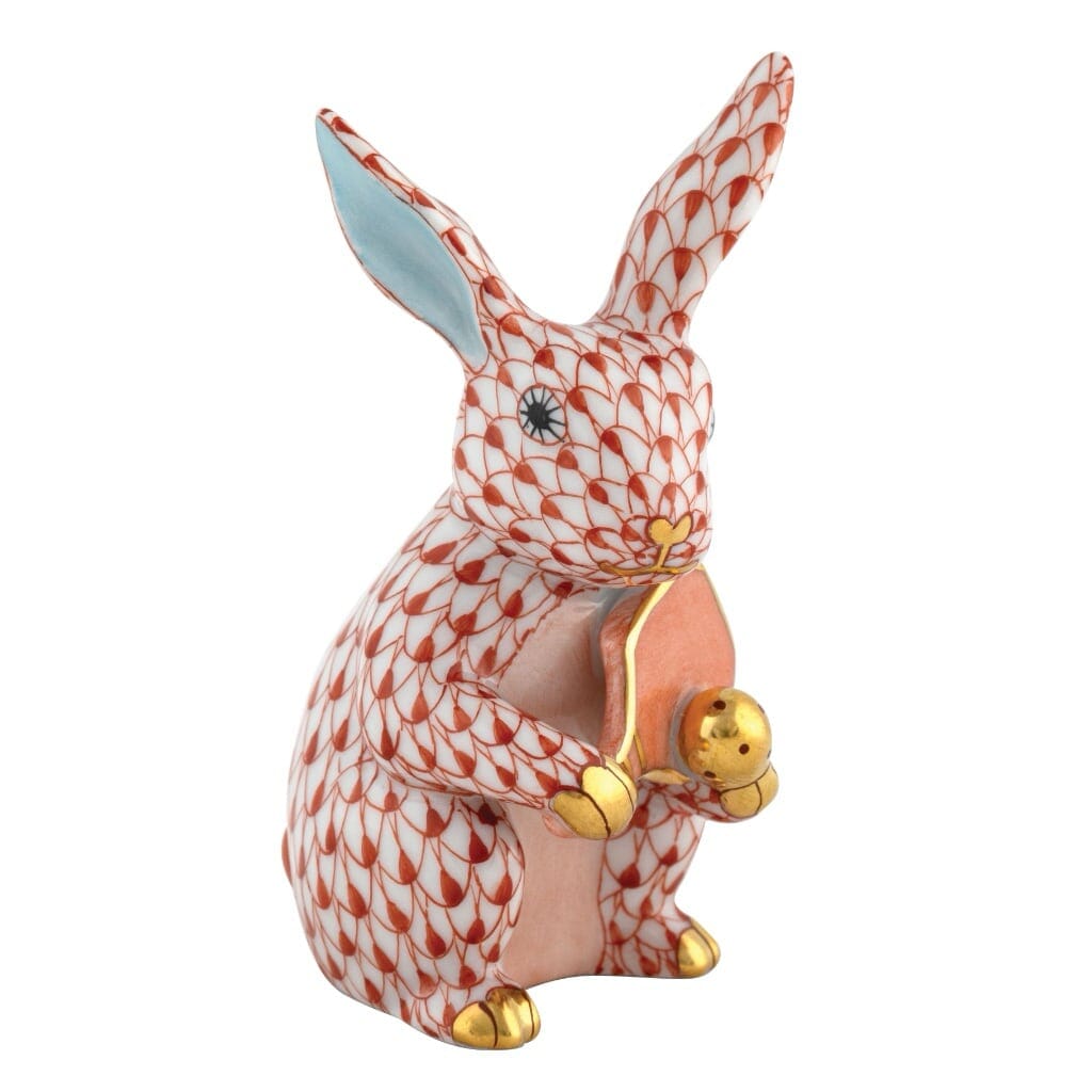Handmade Herend Porcelain Pickleball Bunny Figurine - A Whimsical Gift