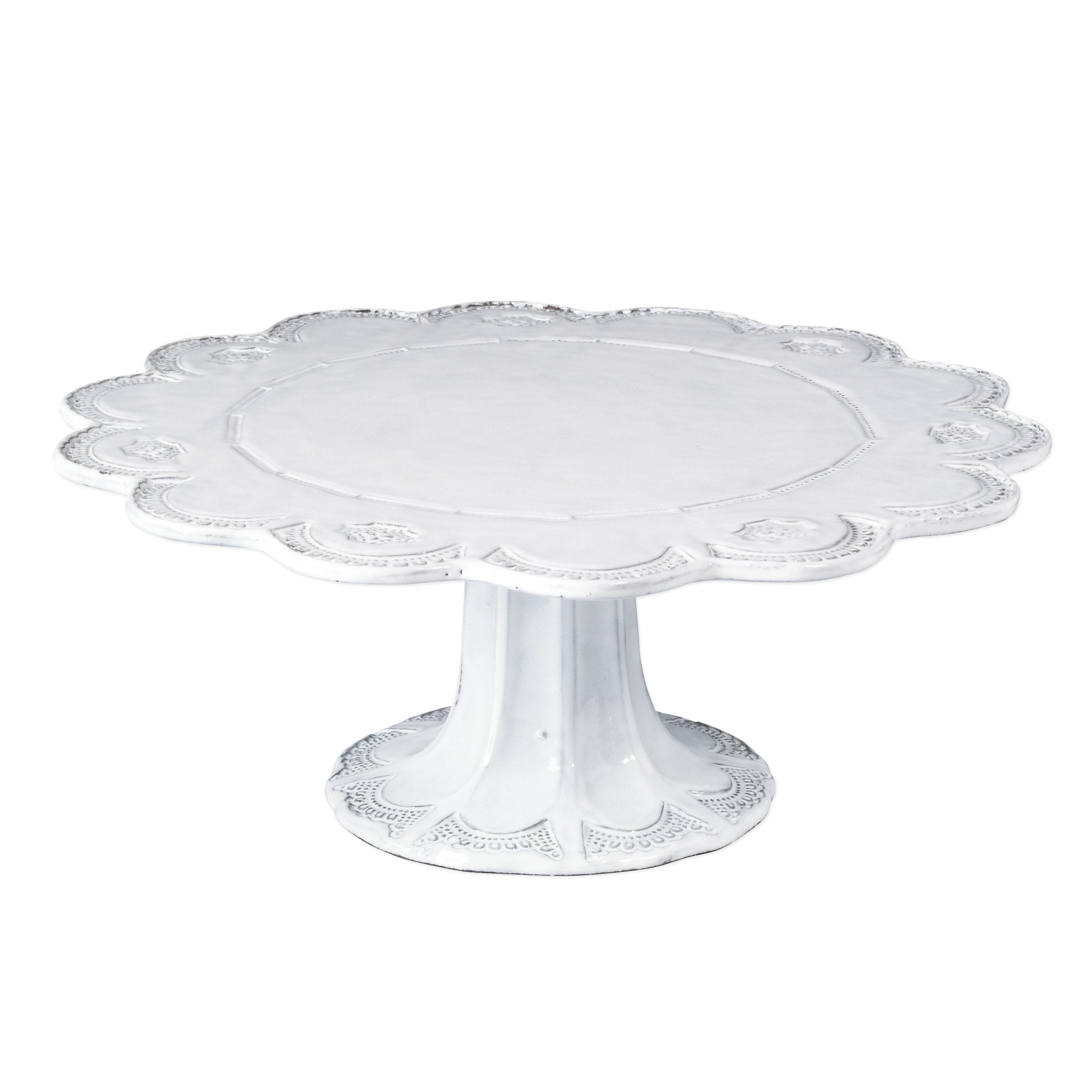Vietri Large Italian Handmade Incanto Lace Style Cake Stand for Special Occasions