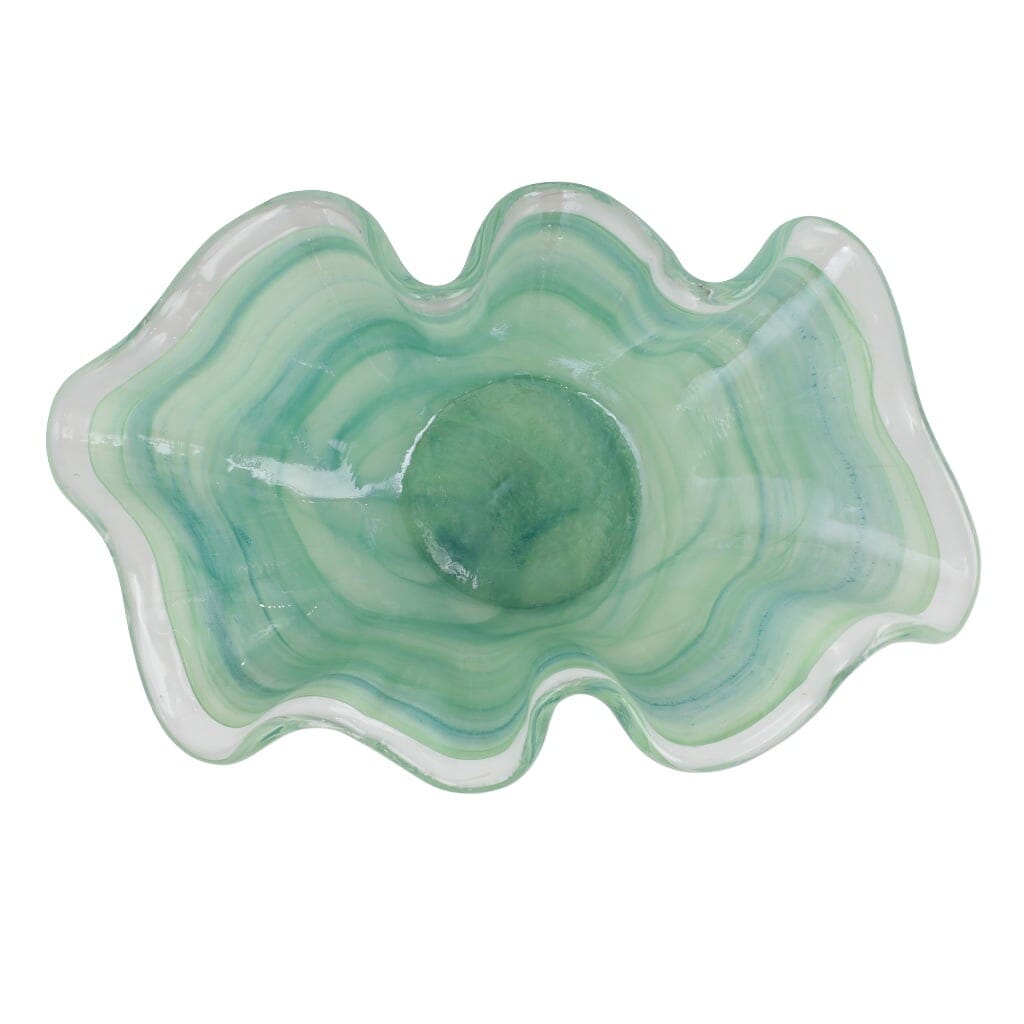 Large Italian Handmade Vietri Onda Green Glass Decorative Bowl for Home