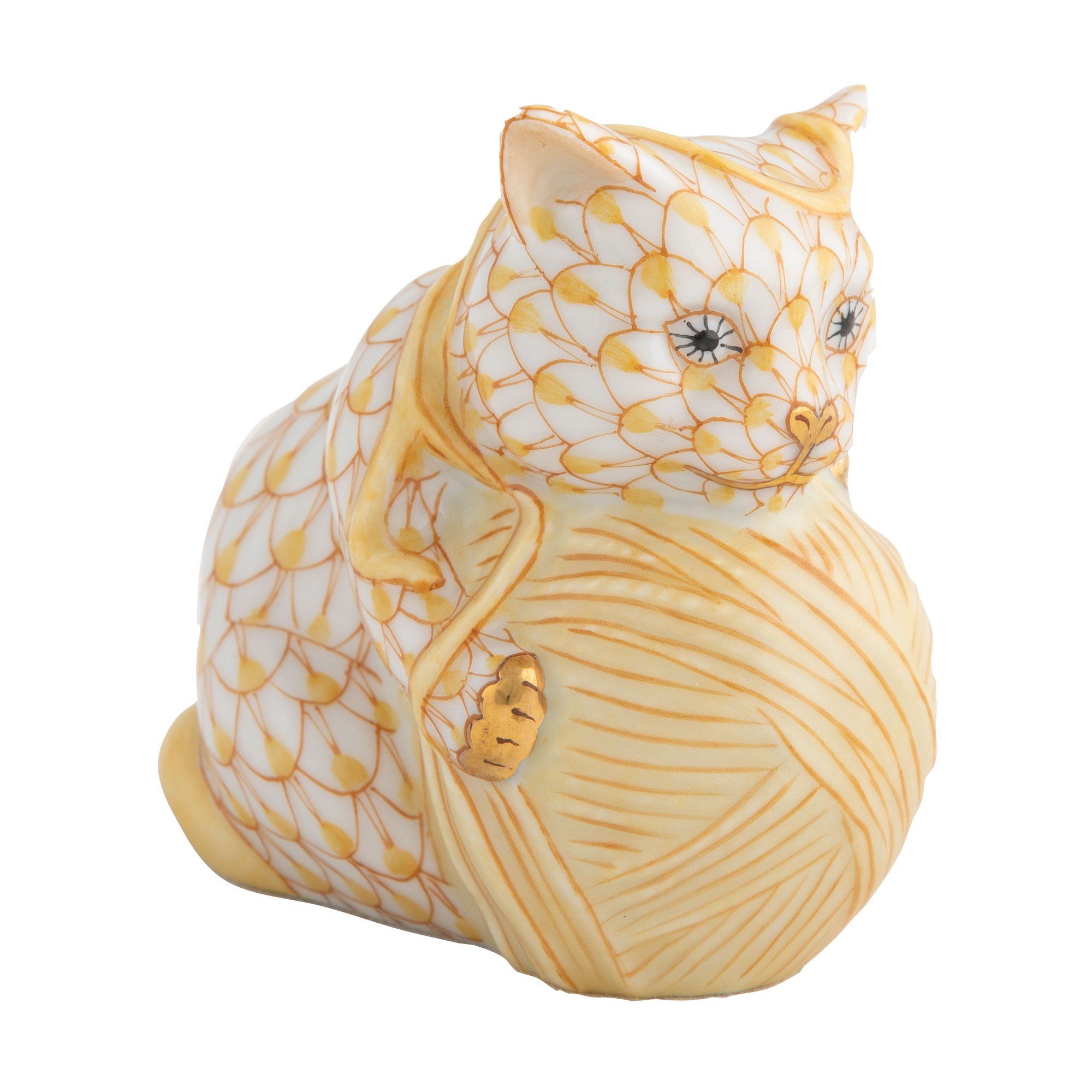 Exquisitely Hand - painted Herend Playful Kitten Porcelain Figurine