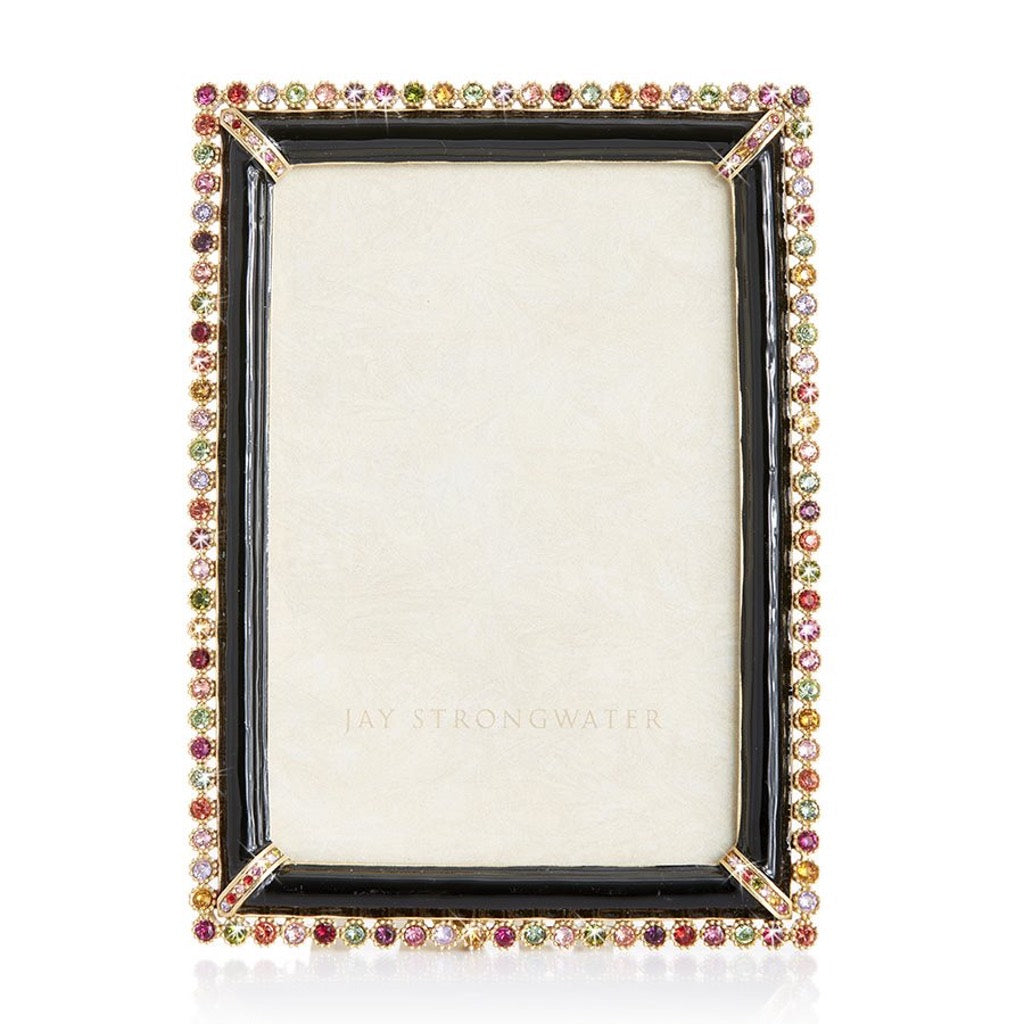 Jay Strongwater Lorraine Decorative Picture Frame - 4 x 6 Inch Jewel - 14K Gold - Swarovski Crystal