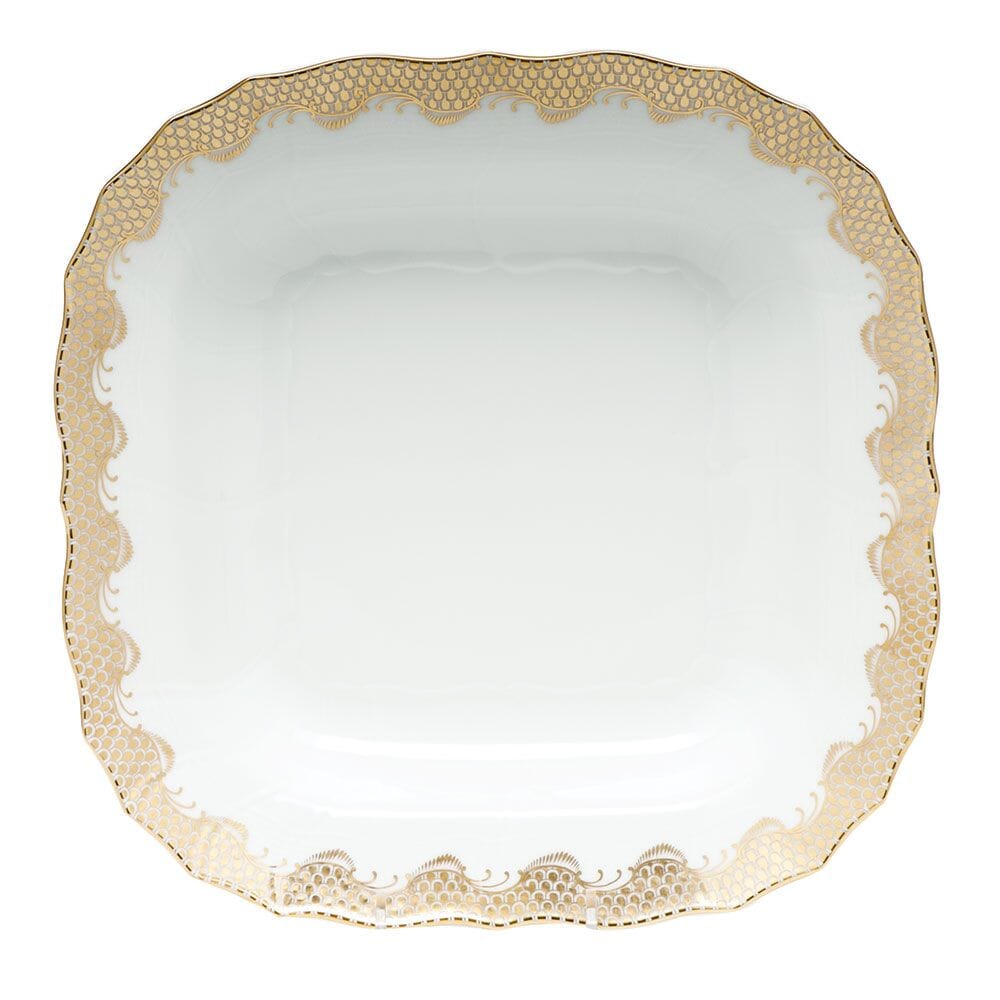 Herend Square Fruit Dish with Timeless Fish Scale Pattern in Various Colors