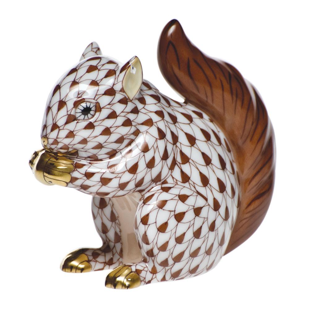 Handmade Herend Porcelain Baby Squirrel Figurine for Collectors