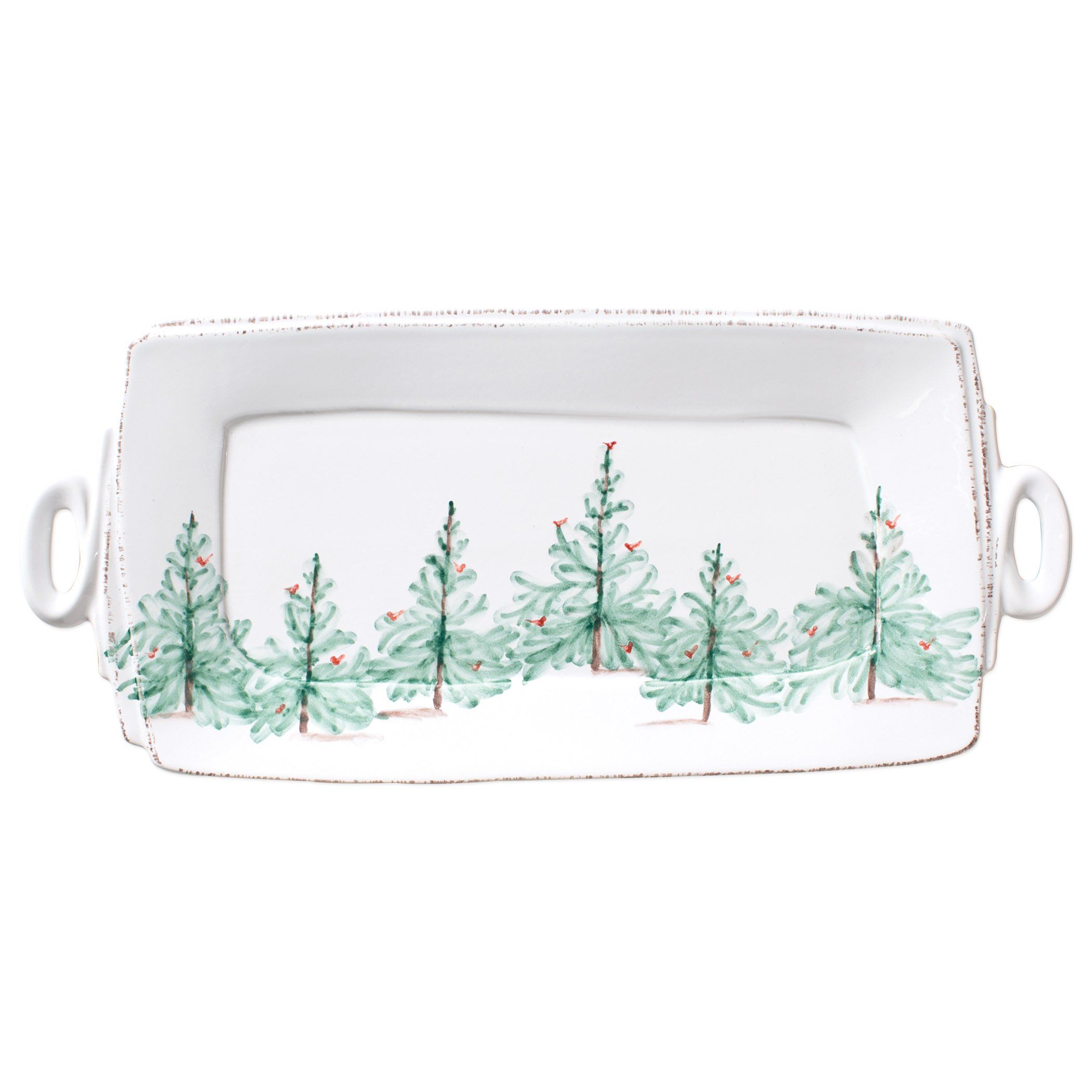 Vietri Italian Handmade Lastra Pattern Holiday-themed Handled Rectangular Serving Platter