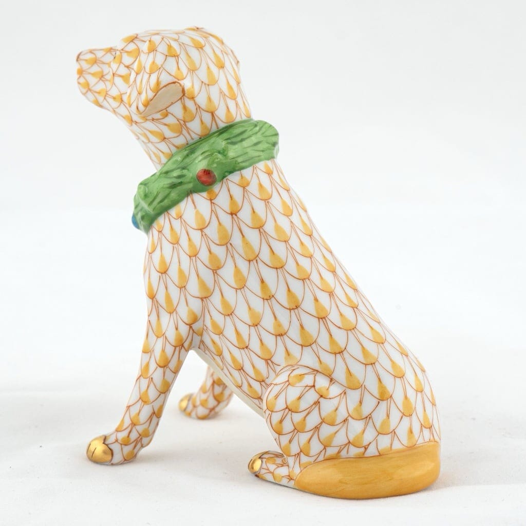 Herend Handmade Porcelain Holiday Dog Figurine for Christmas Decor