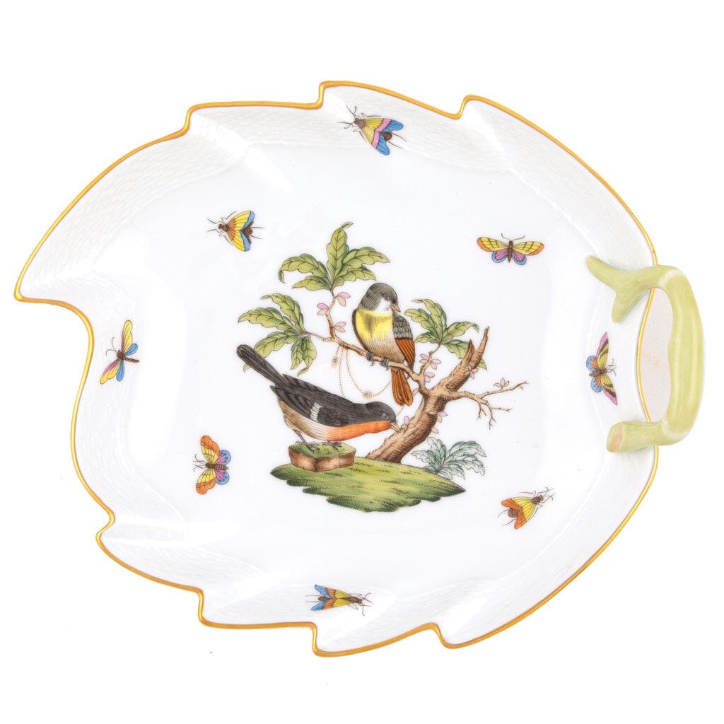 9.5 - Inch Herend Rothschild Bird Leaf Decorative Dining Dish