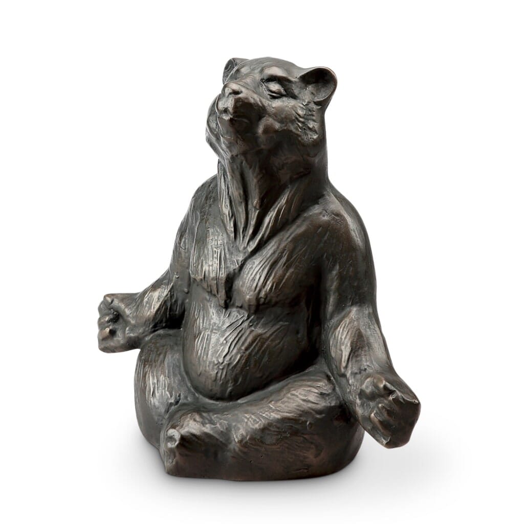 Adorable SPI Aluminum Garden Yoga Bear Sculpture for Whimsical Decor