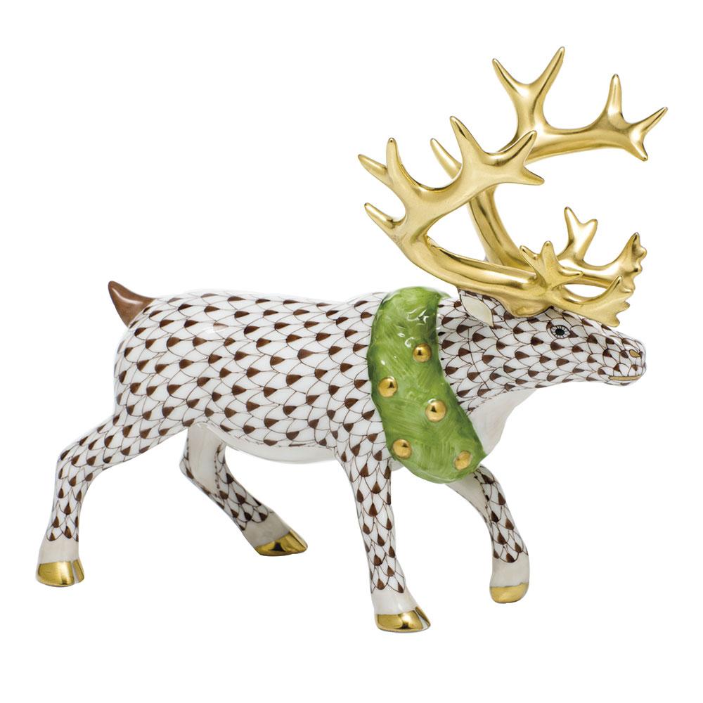 Exquisite Hand - painted Herend Holiday Reindeer Porcelain Figurine