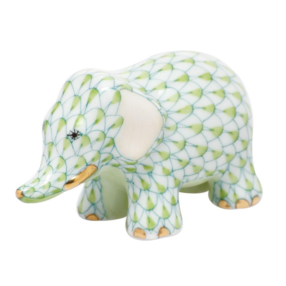 Handmade and Hand - painted Herend Little Elephant Porcelain Figurine