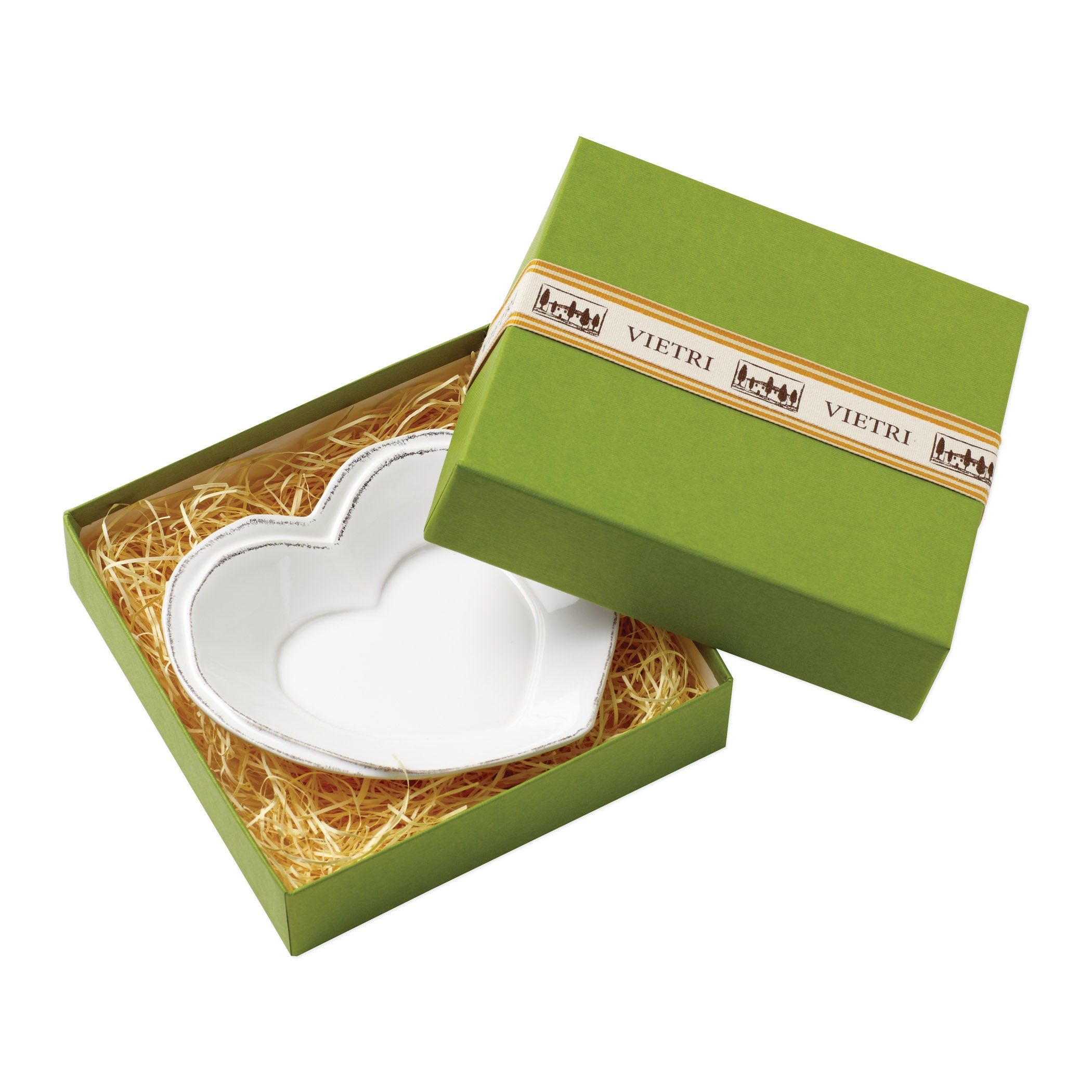 Vietri Italian Handmade Heart-shaped Stoneware Dish from Lastra Pattern